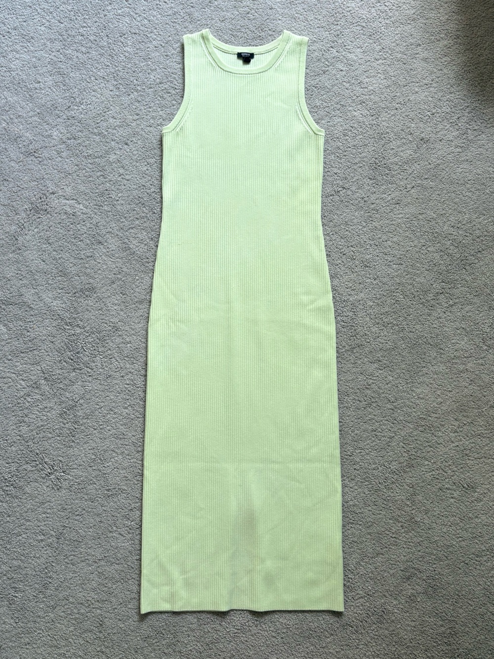Express Sleeveless Ribbed Maxi Dress in Light Lime